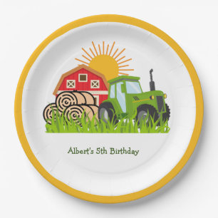 Green Tractor   Themed Birthday Party Paper Plates