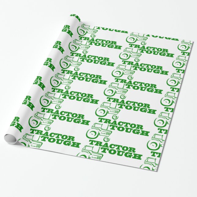 Green Tractor Wrapping Paper (Unrolled)