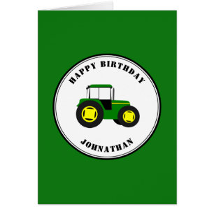Green Tractors Custom Birthday CARD