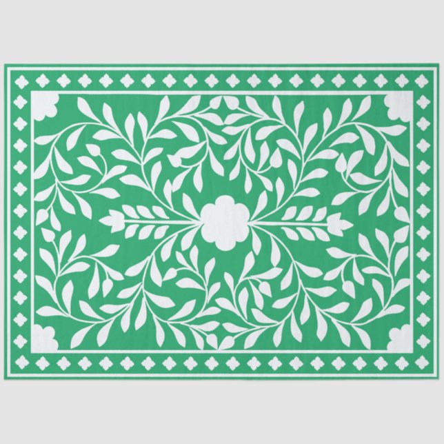 Green Traditional Bone Inlay Decoupage Paper (Front)