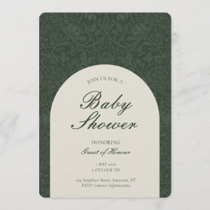Green Traditional Floral Arts and Crafts Shower Invitation