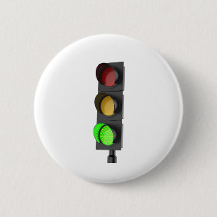 Green traffic light 6 cm round badge