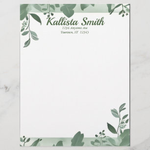 Green Trailing Leaves Custom Letterhead