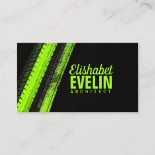 Green Tread Paths on Black Backdrop Business Card