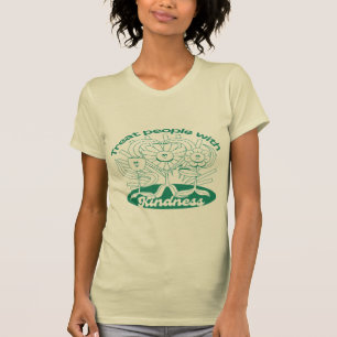 Green Treat People With Kindness Flowers And Heart T-Shirt