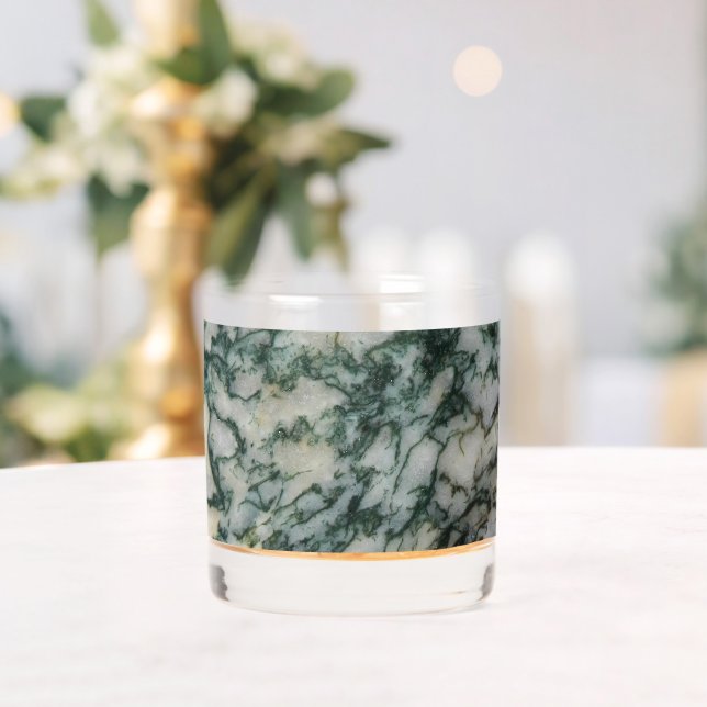 Green Tree Agate Pattern Whiskey Glass (Insitu (Wedding))