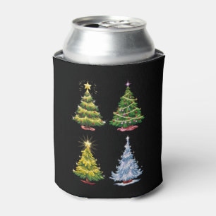 Green Tree Christmas Holiday Winter Can Cooler