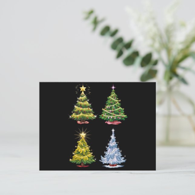 Green Tree Christmas Holiday Winter Postcard (Standing Front)