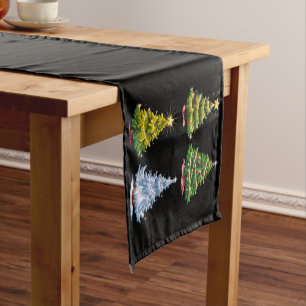 Green Tree Christmas Holiday Winter Short Table Runner
