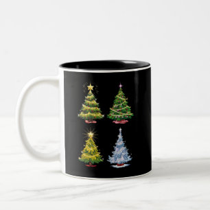 Green Tree Christmas Holiday Winter Two-Tone Coffee Mug