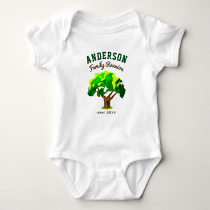 Green Tree Custom Name Family Reunion Baby Bodysuit
