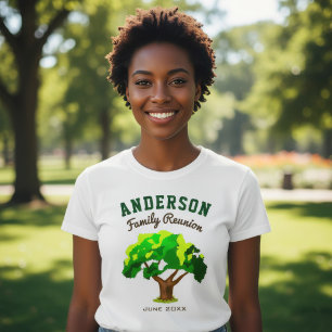Green Tree Custom Name Family Reunion T-Shirt