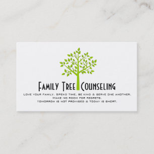 Green Tree Family Counseling Life Coach Spiritual Business Card