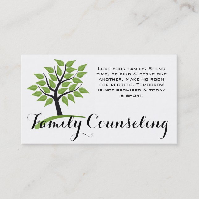 Green Tree Family Counseling Life Coach Spiritual Business Card (Front)