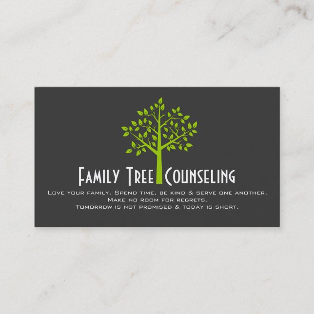 Green Tree Family Counseling Life Coach Spiritual Business Card (Front)