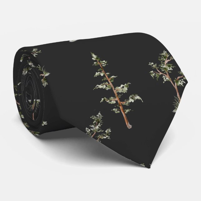 Green Tree Forest Pattern Tie (Rolled)