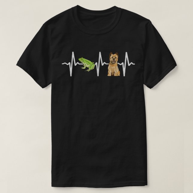 Green Tree Frog Cairn Terrier Heartbeat Dog Lover  T-Shirt (Design Front)