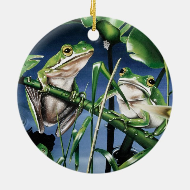 Green Tree Frog Ceramic Ornament (Back)