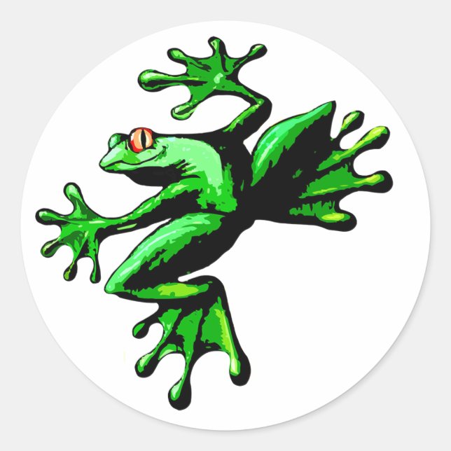 Green Tree Frog Classic Round Sticker (Front)