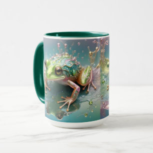 Green Tree Frog Fractal Art Design, Mug