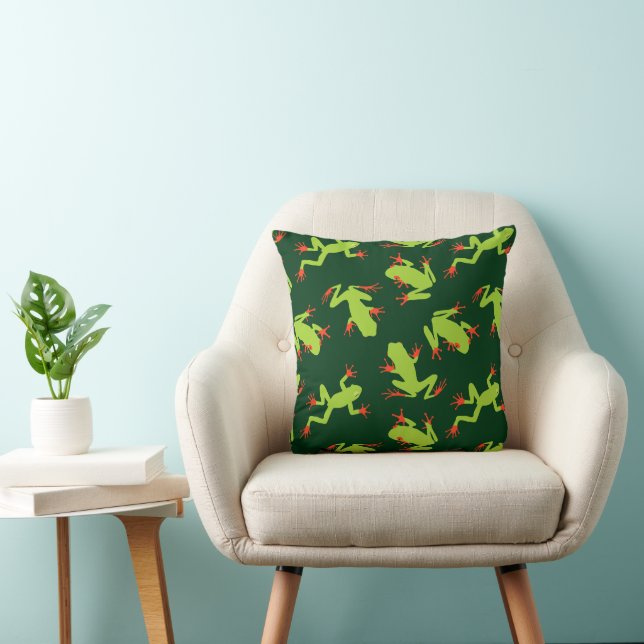 Green Tree Frog Fun Amphibian Pattern Cushion (Chair)