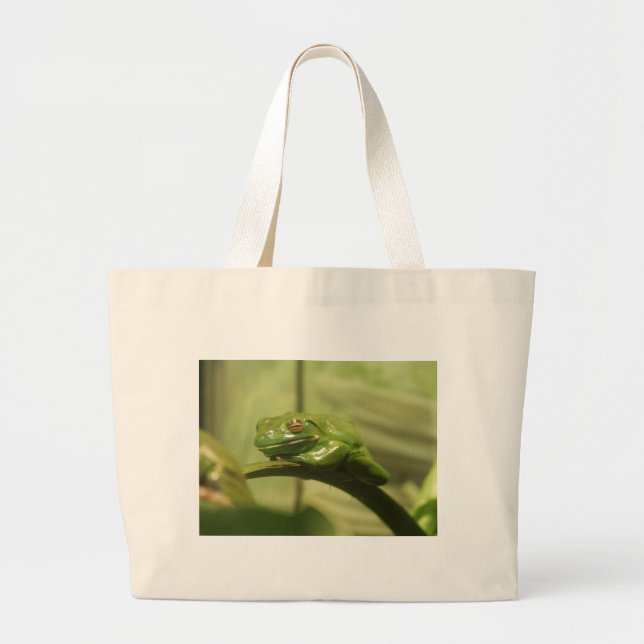 Green Tree Frog Large Tote Bag (Front)