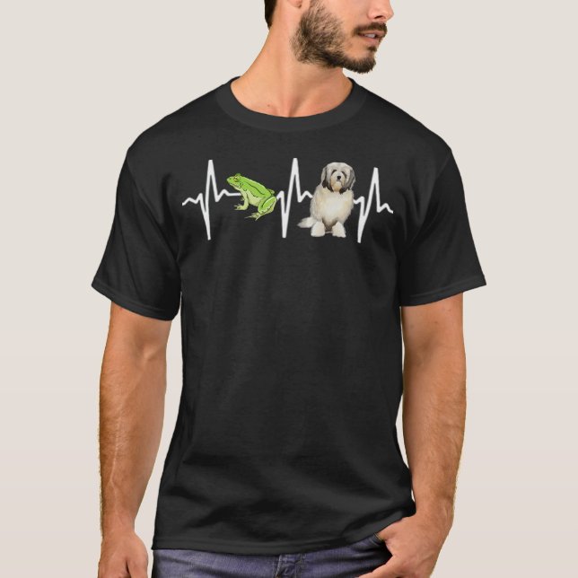 Green Tree Frog Lowchen Heartbeat Dog T-Shirt (Front)