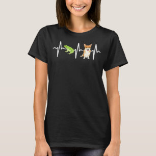Green Tree Frog Pembroke Welsh Corgi Heartbeat Dog T-Shirt