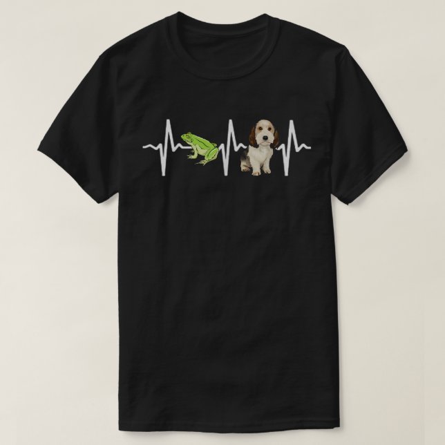 Green Tree Frog Petit Basset Griffon Vendeen Heart T-Shirt (Design Front)