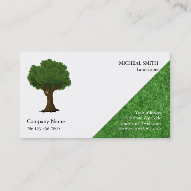 Green Tree Garden Lawn Care and Landscape Business Business Card (Front)
