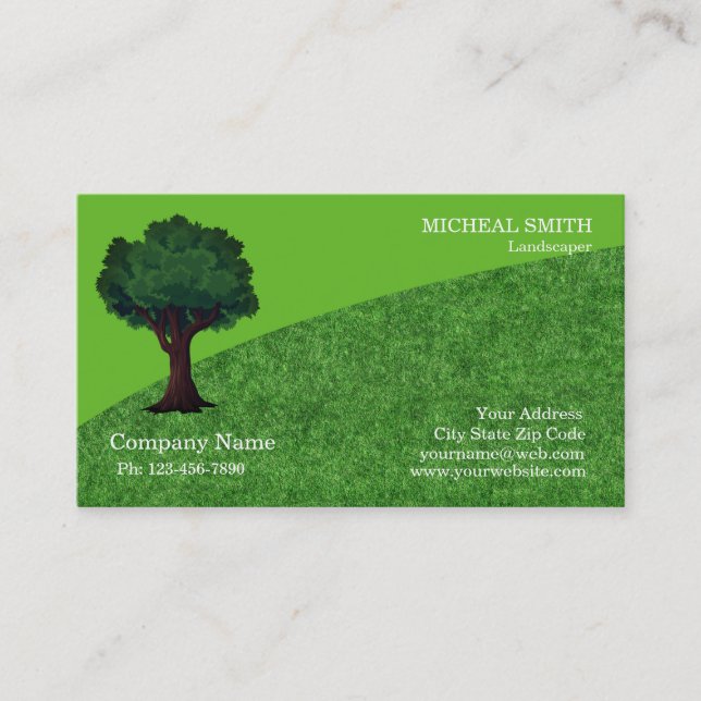 Green Tree Garden Lawn Care and Landscape Business Business Card (Front)