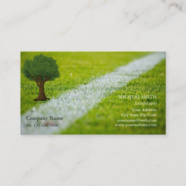 Green Tree Garden Lawn Care and Landscape Business Business Card (Front)