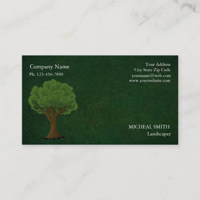 Green Tree Garden Lawn Care and Landscape Business Card (Front)