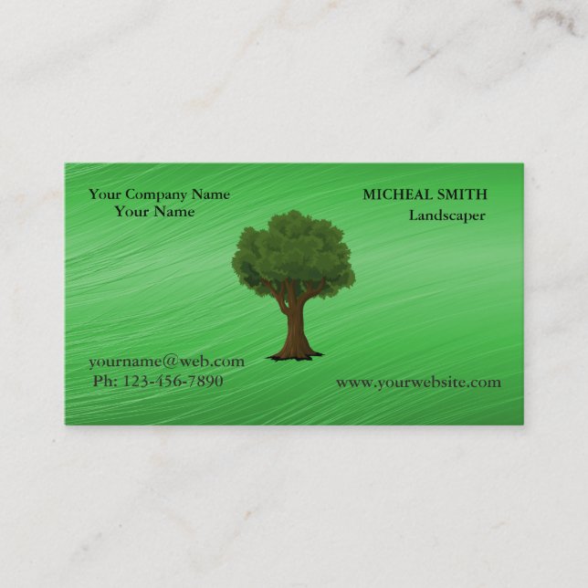 Green Tree Garden Lawn Care and Landscape Business Card (Front)