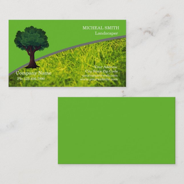 Green Tree Garden Lawn Care and Landscape Business Card (Front/Back)