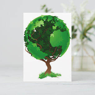 Green Tree Globe Invitations