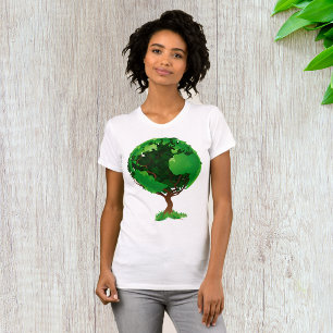 Green Tree Globe Womens T-Shirt