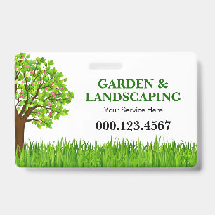 Green Tree Grass Landscaping Service Business ID Badge