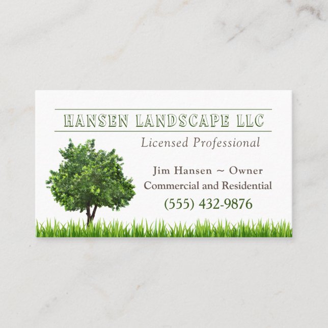Green Tree Landscaping Yard Tree Service Business Card (Front)