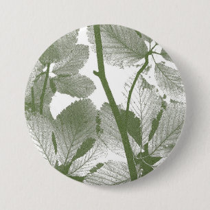 GREEN TREE LEAVES 7.5 CM ROUND BADGE
