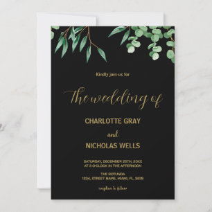 Green tree leaves Wedding Invitations
