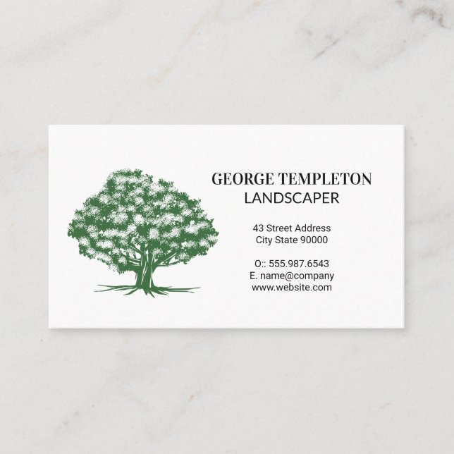 Green Tree Logo Business Card (Front)