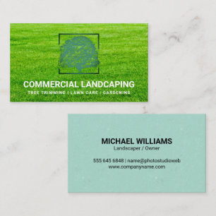 Green Tree Logo   Grass Landscaping  Business Card