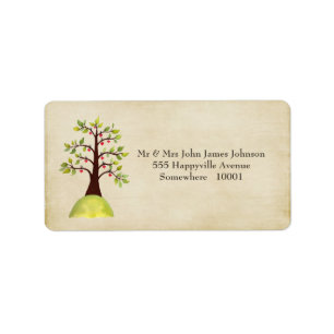 Green Tree Monogram Wedding Return Address Labels