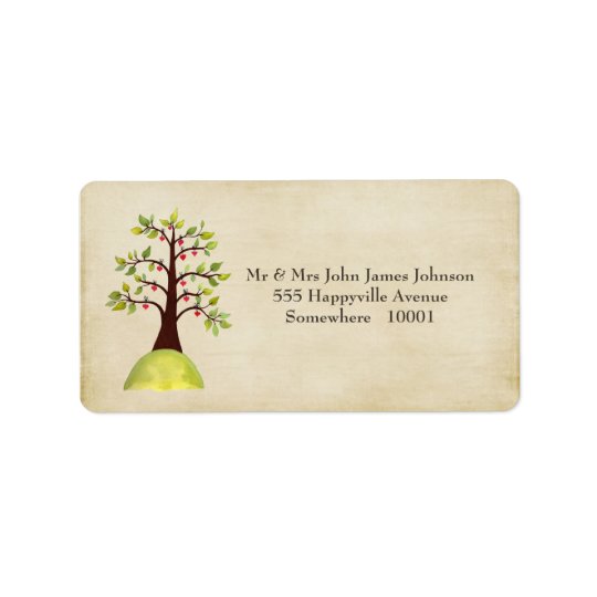 Green Tree Monogram Wedding Return Address Labels