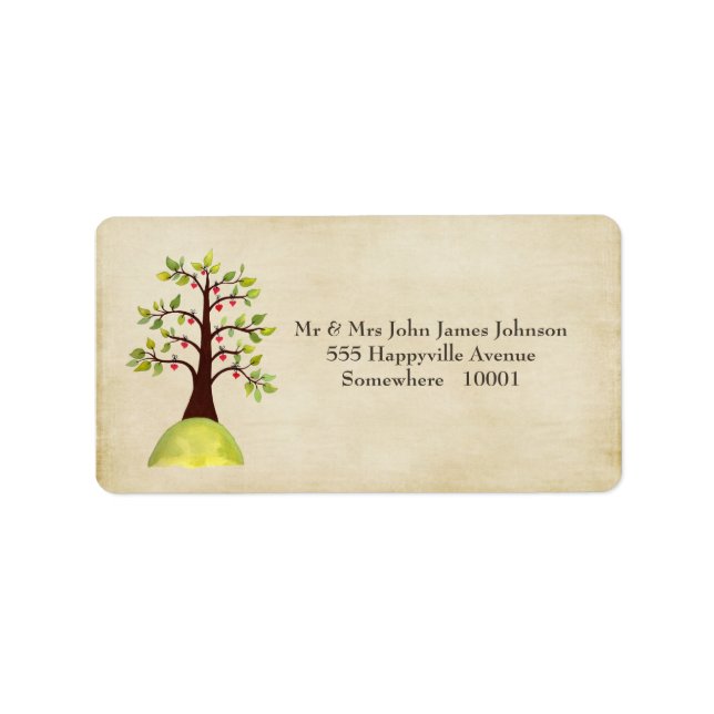Green Tree Monogram Wedding Return Address Labels (Front)