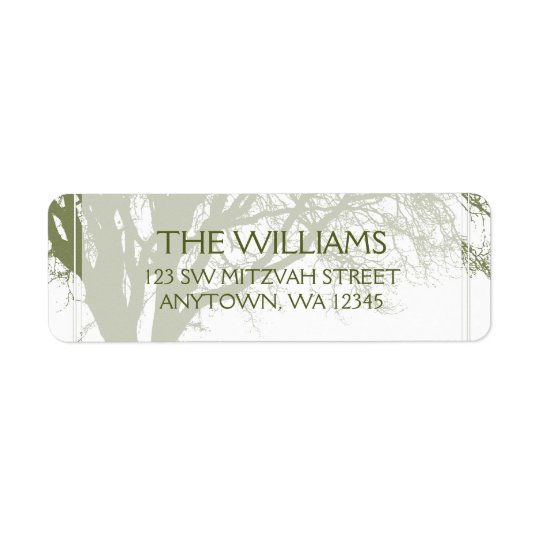 Green Tree of Life Bar Mitzvah Return Address Label