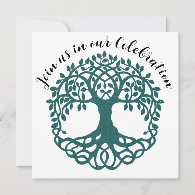 Green Tree of life End of Treatment Cancer  Invitation (Front)