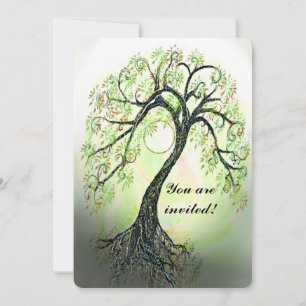 Green Tree of Life Wedding Invitation