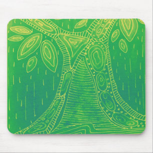 Green tree pattern mouse mat